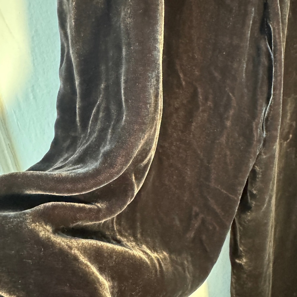 Cabi Silk Velvet Wide Leg Pants Chocolate Brown Drawstring L Quiet Luxury Comfy - Picture 10 of 10